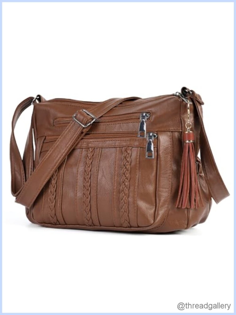 Soft PU Leather Crossbody Purse Multi Pocket Shoulder Bag Lightweight